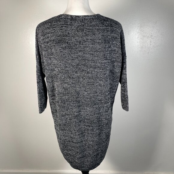 Express Black White Marled Deep V Neck Short Sleeve Pullover Sweater SP - Picture 8 of 13